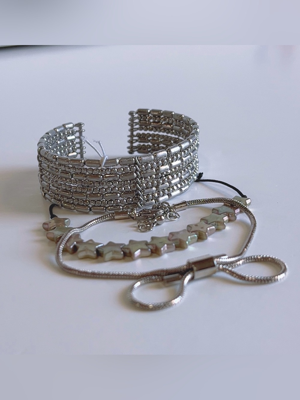 Free People Bracelet bundle silver rider beaded cuff NWT $48